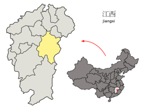 Localisation de la préfecture de Fuzhou (en jaune)