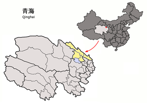 Localisation de la préfecture de Haibei (en jaune)