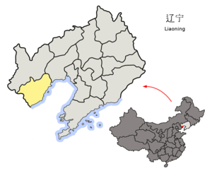 Localisation de la préfecture de Huludao (en jaune)