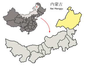 Localisation de la préfecture de Hulunbuir (en jaune)
