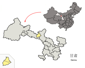 Localisation de la préfecture de Jinchang (en jaune)
