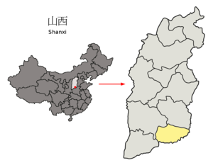 Localisation de la préfecture de Jincheng (en jaune)