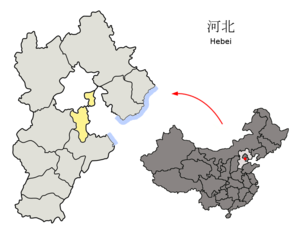 Localisation de la préfecture de Langfang (en jaune)