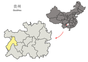 Localisation de la préfecture de Liupanshui (en jaune)