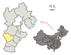 Localisation de la préfecture de Shijiazhuang (en jaune)