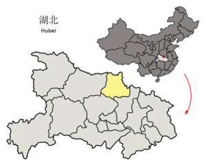 Localisation de la préfecture de Suizhou (en jaune)