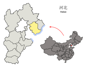 Localisation de la préfecture de Tangshan (en jaune)