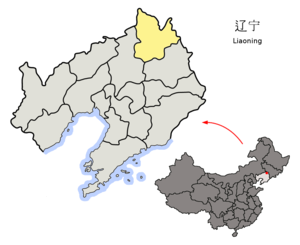 Localisation de la préfecture de Tieling (en jaune)