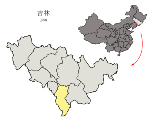 Localisation de la préfecture de Tonghua (en jaune)