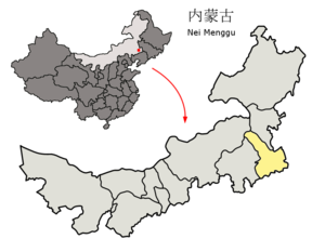 Localisation de la préfecture de Tongliao (en jaune)