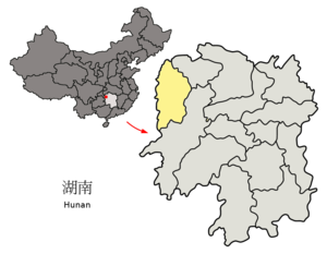 Localisation de la préfecture de Xiangxi (en jaune)