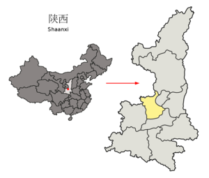 Localisation de la préfecture de Xianyang (en jaune)