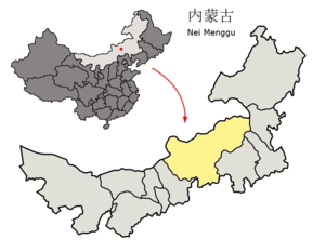 Localisation de la ligue de Xilin Gol (en jaune)