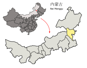Localisation de la ligue de Xing'an (en jaune)