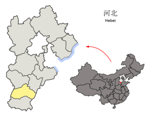 Localisation de la préfecture de Xingtai (en jaune)