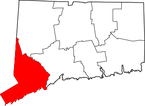 Map of Connecticut highlighting Fairfield County.svg