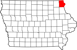 Map of Iowa highlighting Allamakee County.svg