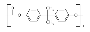Polycarbonate: -[CO-O-pPh-C(CH3)2-pPh-O]n.