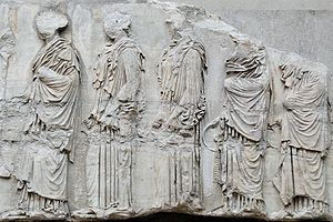 Procession de jeunes filles, plaque VIII (fig. 57-61) de la frise Sud du Parthénon, British Museum