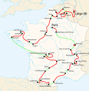 Carte des étapes du Tour 2004
