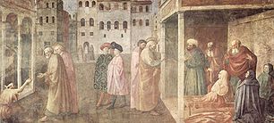 VI=La guarigione dello zoppo e la resurrezione di Tabita, Masolino e Masaccio