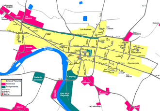Carte du bourg d'Yzeures sur Creuse