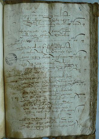Une page du compoix 1596 de Tourreilles