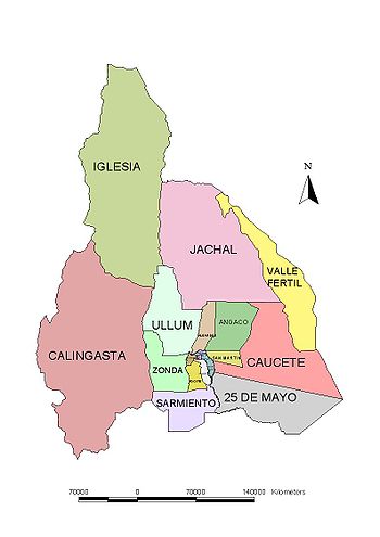 Division administrative de la province de San Juan.