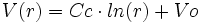   V(r)=Cc \cdot ln(r) + Vo
