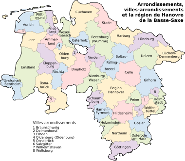 Arrondissements en Basse-Saxe