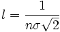 l = \frac{1}{n \sigma \sqrt{2}}