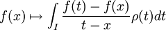 f(x) \mapsto \int_I \frac{f(t)-f(x)}{t-x}\rho (t)dt