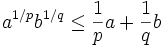 a^{1/p}b^{1/q} \leq \frac{1}{p}a+\frac{1}{q}b