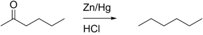 Réduction de Clemmensen de l'hexane-2-one en n-hexane