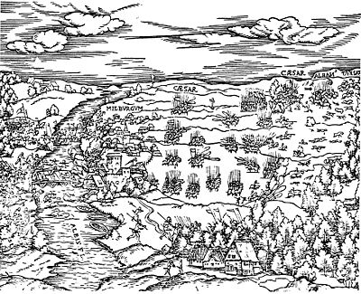 Bataille de Muehlberg, Gravure sur bois (1550)