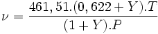 \nu=\frac{461,51.(0,622+Y).T}{(1+Y).P}