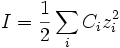 I=\frac{1}{2} \sum_{i} C_i z_i^2\,\!