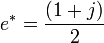 e^* = \frac{(1 + j)}{2}\,