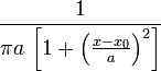 \frac{1}{\pi a\,\left[1 + \left(\frac{x-x_0}{a}\right)^2\right]} \!