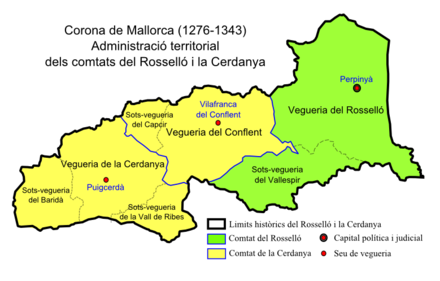 carte des comtés de Roussillon et Cerdagne