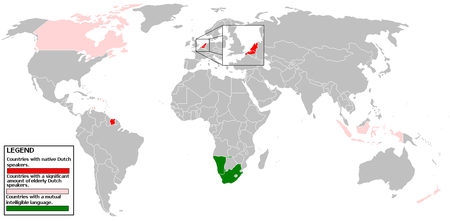Carte sur le néerlandais dans le monde