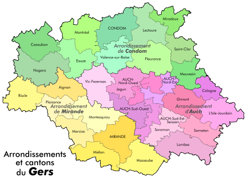 Arrondissements et cantons du Gers.svg