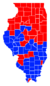 Les comtés en rouges sont remportés par Yates et les comtés bleus par Allen