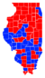 Les comtés en rouges sont remportés par Yates et les comtés bleus par Alschuler
