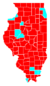 Les comtés en rouges sont remportés par Thompson et les comtés bleus clair par Stevenson