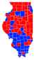 Les comtés en rouges sont remportés par Edgar et les comtés bleus par Hartigan