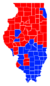 Les comtés en rouges sont remportés par Ryan et les comtés bleus par Poshard