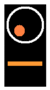 Signal présentant un feu orange et une barre horizontale allumée en dessous