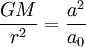  \frac{GM}{r^2} =  \frac{a^2}{a_0} 