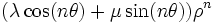 (\lambda\cos(n\theta) + \mu\sin(n\theta))\rho^n\,